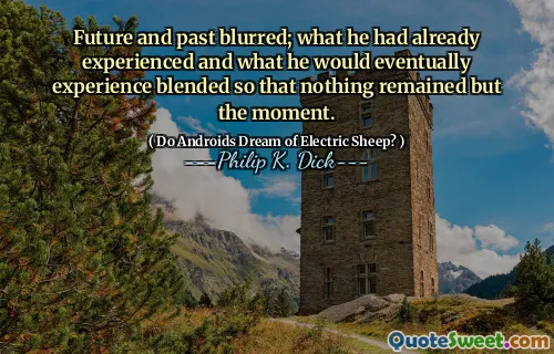 भविष्य और अतीत धुंधला; वह पहले से ही अनुभव कर चुका था और वह आखिरकार क्या अनुभव करेगा ताकि वह कुछ भी न हो, लेकिन उस पल।