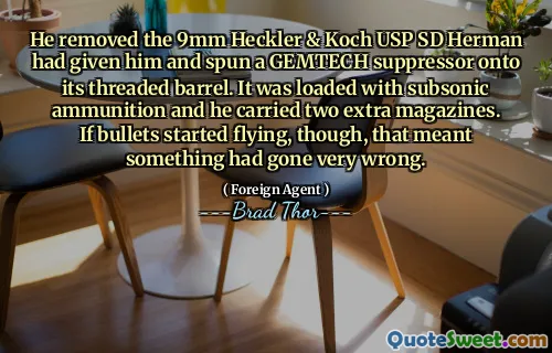 He removed the 9mm Heckler & Koch USP SD Herman had given him and spun a GEMTECH suppressor onto its threaded barrel. It was loaded with subsonic ammunition and he carried two extra magazines. If bullets started flying, though, that meant something had gone very wrong.