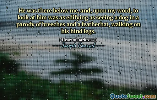 He was there below me, and, upon my word, to look at him was as edifying as seeing a dog in a parody of breeches and a featherhat, walking on his hind legs.