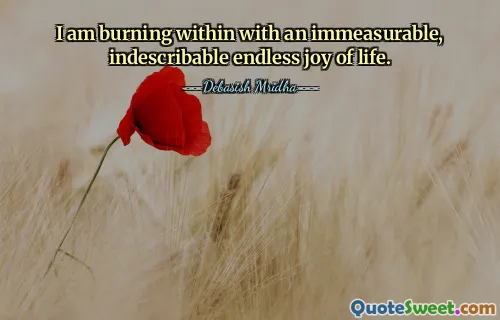 I am burning within with an immeasurable, indescribable endless joy of life.
