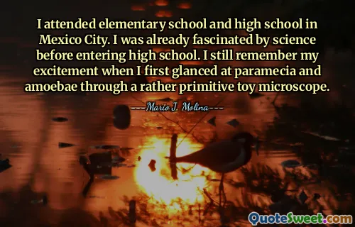 I attended elementary school and high school in Mexico City. I was already fascinated by science before entering high school. I still remember my excitement when I first glanced at paramecia and amoebae through a rather primitive toy microscope.