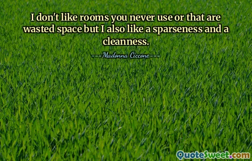 I don't like rooms you never use or that are wasted space but I also like a sparseness and a cleanness.