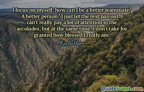 I focus on myself; how can I be a better teammate? A better person? I just let the rest pan out. I can't really pay a lot of attention to the accolades, but at the same time, I don't take for granted how blessed I really am.