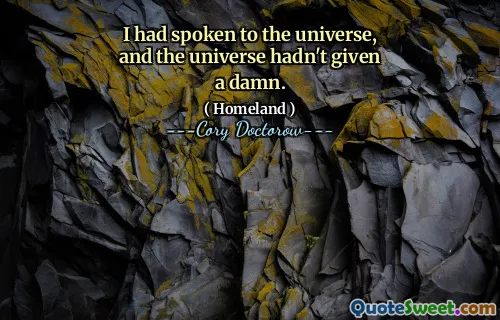 I had spoken to the universe, and the universe hadn't given a damn.