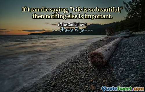 If I can die saying, "Life is so beautiful," then nothing else is important.