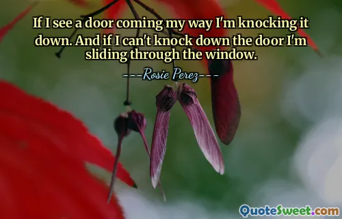 If I see a door coming my way I'm knocking it down. And if I can't knock down the door I'm sliding through the window.