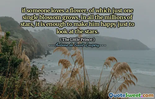 if someone loves a flower, of which just one single blossom grows, in all the millions of stars, it is enough to make him happy just to look at the stars.
