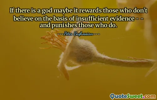 If there is a god maybe it rewards those who don't believe on the basis of insufficient evidence - - and punishes those who do.