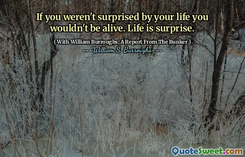 如果您对自己的生活并不感到惊讶，那您就不会活着。生活令人惊讶。
