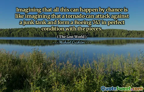 Imagining that all this can happen by chance is like imagining that a tornado can attack against a junk tank and form a Boeing 747 in perfect condition with the pieces.