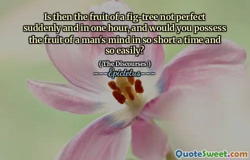 Is then the fruit of a fig-tree not perfect suddenly and in one hour, and would you possess the fruit of a man's mind in so short a time and so easily?