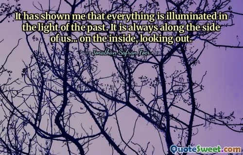 It has shown me that everything is illuminated in the light of the past. It is always along the side of us... on the inside, looking out.