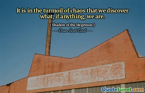 正是在混乱的骚动中，我们才发现自己是什么（如果有的话）。