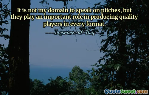 It is not my domain to speak on pitches, but they play an important role in producing quality players in every format.