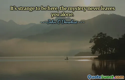 It's strange to be here, the mystery never leaves you alone.