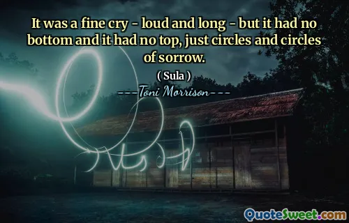 It was a fine cry - loud and long - but it had no bottom and it had no top, just circles and circles of sorrow.