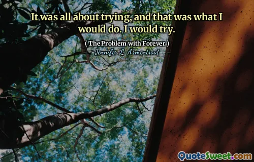 It was all about trying, and that was what I would do. I would try.