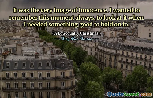 这是纯真的形象。我想总是记住这一刻，当我需要一些好东西时，要看一下它。