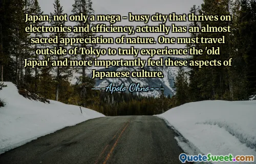 Japan, not only a mega - busy city that thrives on electronics and efficiency, actually has an almost sacred appreciation of nature. One must travel outside of Tokyo to truly experience the 'old Japan' and more importantly feel these aspects of Japanese culture.