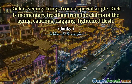 踢是从特殊角度看事物。踢是不摆脱衰老，谨慎，na弱的肉体的主张的瞬间自由。