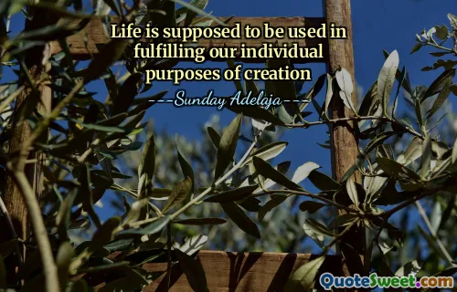 Life is supposed to be used in fulfilling our individual purposes of creation