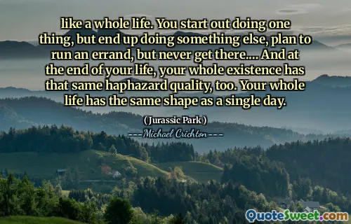 像一生。您开始做一件事，但最终做了其他事情，计划跑步，但永远不会到达那里。……在您的生活结束时，整个生存也具有相同的随意质量。您的一生的形状与一天相同。