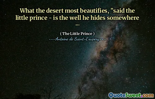 What the desert most beautifies, ”said the little prince - is the well he hides somewhere ...