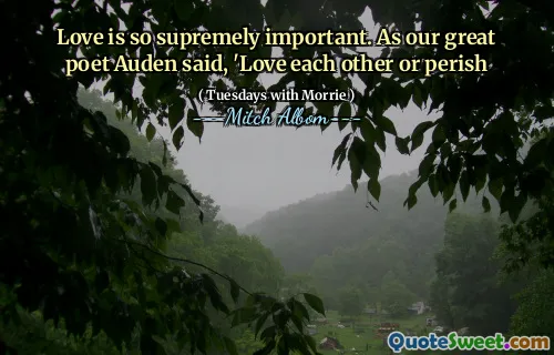 爱非常重要。正如我们伟大的诗人奥登所说：“彼此相爱或灭亡