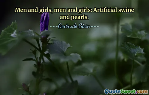 Men and girls, men and girls: Artificial swine and pearls.