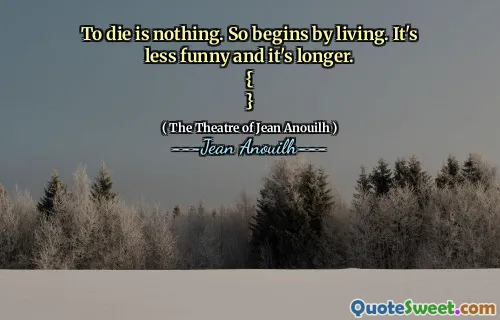 Mati bukanlah apa -apa. Mulai dengan hidup. Ini kurang lucu dan lebih lama.
{
}