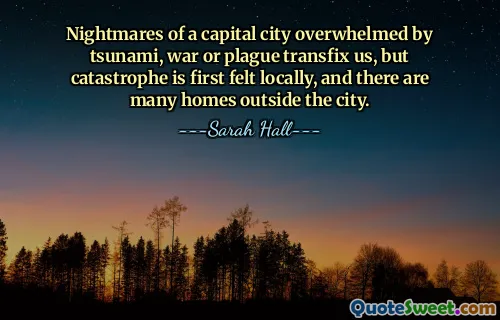 Nightmares of a capital city overwhelmed by tsunami, war or plague transfix us, but catastrophe is first felt locally, and there are many homes outside the city.