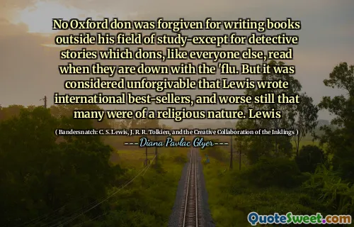 没有牛津唐（Oxford Don）因在他的学习领域外写书而被宽恕，因为侦探故事像其他所有人一样，在与“流感”中脱颖而出。但是，刘易斯写了国际畅销书，这是不可原谅的，而且更糟糕的是，许多人都具有宗教性质。刘易斯