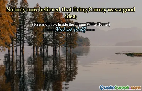 Nobody now believed that firing Comey was a good idea;