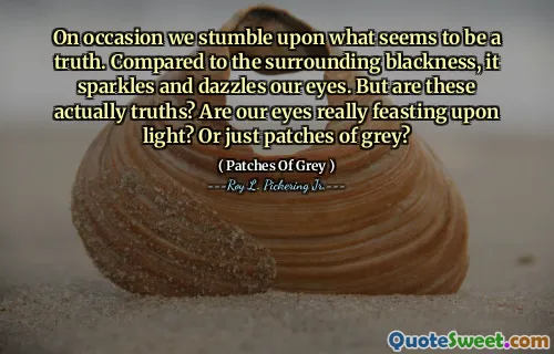 On occasion we stumble upon what seems to be a truth. Compared to the surrounding blackness, it sparkles and dazzles our eyes. But are these actually truths? Are our eyes really feasting upon light? Or just patches of grey?