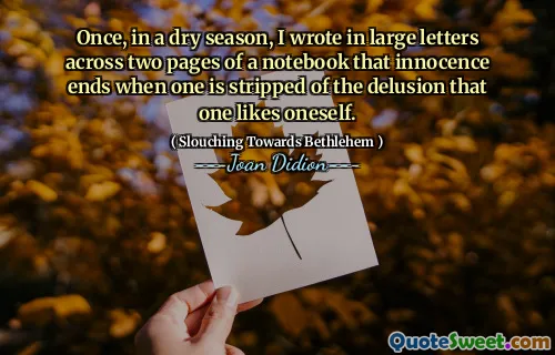 有一次，在一个干旱季节，我用笔记本的两页写着大信，当一个人喜欢自己喜欢的妄想时，纯真就结束了。