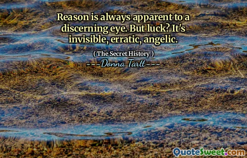 Reason is always apparent to a discerning eye. But luck? It's invisible, erratic, angelic.