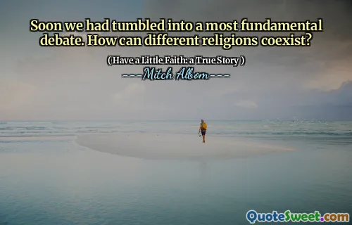 Snart hadde vi tumlet inn i en mest grunnleggende debatt. Hvordan kan forskjellige religioner eksistere sammen?