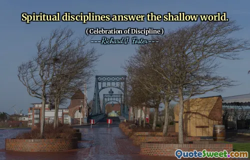 Spiritual disciplines answer the shallow world.