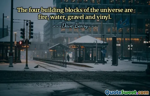 The four building blocks of the universe are fire, water, gravel and vinyl.