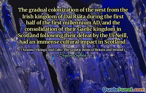 La graduale colonizzazione dell'Occidente dal regno irlandese di Dál Riata durante la prima metà del primo millennio d.C., e il consolidamento del loro regno gaelico in Scozia in seguito alla loro sconfitta da parte dell'interfaccia utente, hanno avuto un immenso impatto culturale in Scozia.