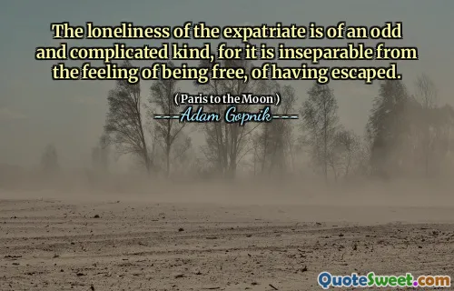 外籍人士的孤独感是一种奇怪而复杂的种类，因为它与自由，逃脱的感觉密不可分。