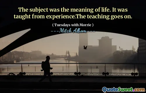 主题是生活的意义。它是从经验中教导的。教学还在继续。