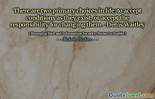Det finns två primära val i livet: att acceptera villkor som de finns, eller acceptera ansvaret för att ändra dem. -Denis Waitley