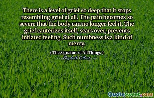 There is a level of grief so deep that it stops resembling grief at all. The pain becomes so severe that the body can no longer feel it. The grief cauterizes itself, scars over, prevents inflated feeling. Such numbness is a kind of mercy.