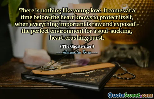 There is nothing like young love. It comes at a time before the heart knows to protect itself, when everything important is raw and exposed - the perfect environment for a soul-sucking, heart-crushing burst.