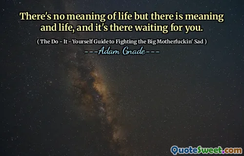 There's no meaning of life but there is meaning and life, and it's there waiting for you.