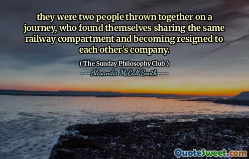 他们是两个人在旅途中一起投掷的两个人，他们发现自己分享了同一条铁路隔间，并与彼此的公司辞职。