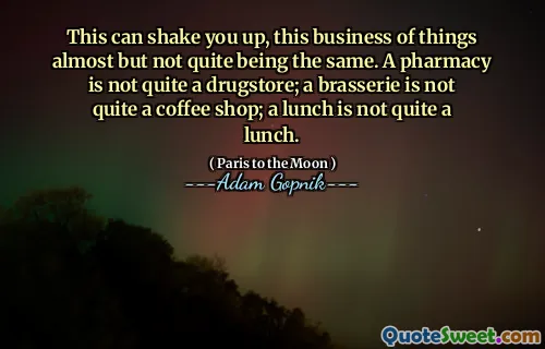 这会使您振作起来，这几乎是事物的业务，但并不完全相同。药房并不是一家药房。小酒馆不是一家咖啡店。午餐不是午餐。