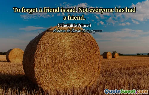 To forget a friend is sad. Not everyone has had a friend.