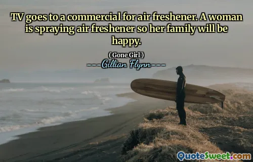 TV goes to a commercial for air freshener. A woman is spraying air freshener so her family will be happy.